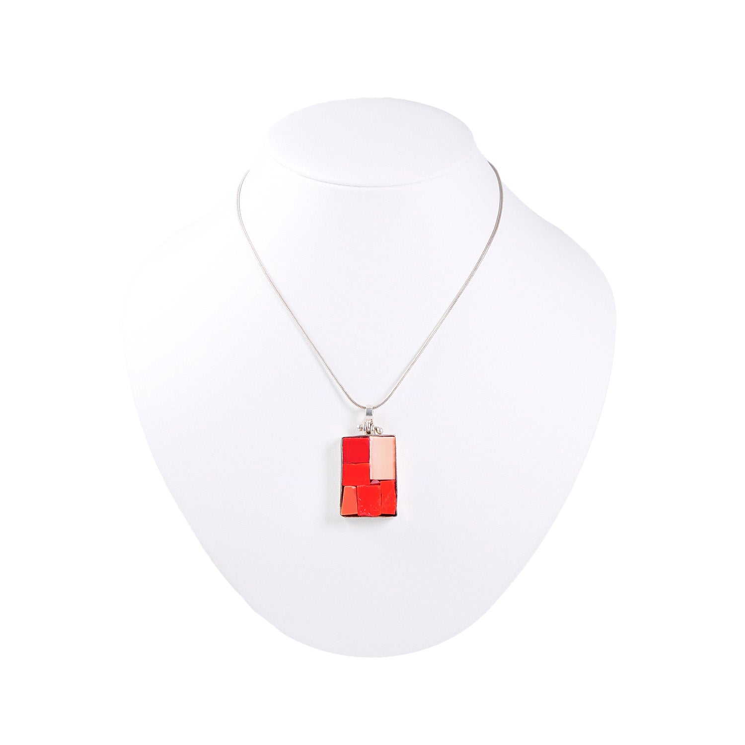 NILAJA [ニラジャ] / rectangle glass necklace [レクタングルグラスネックレス] (red)