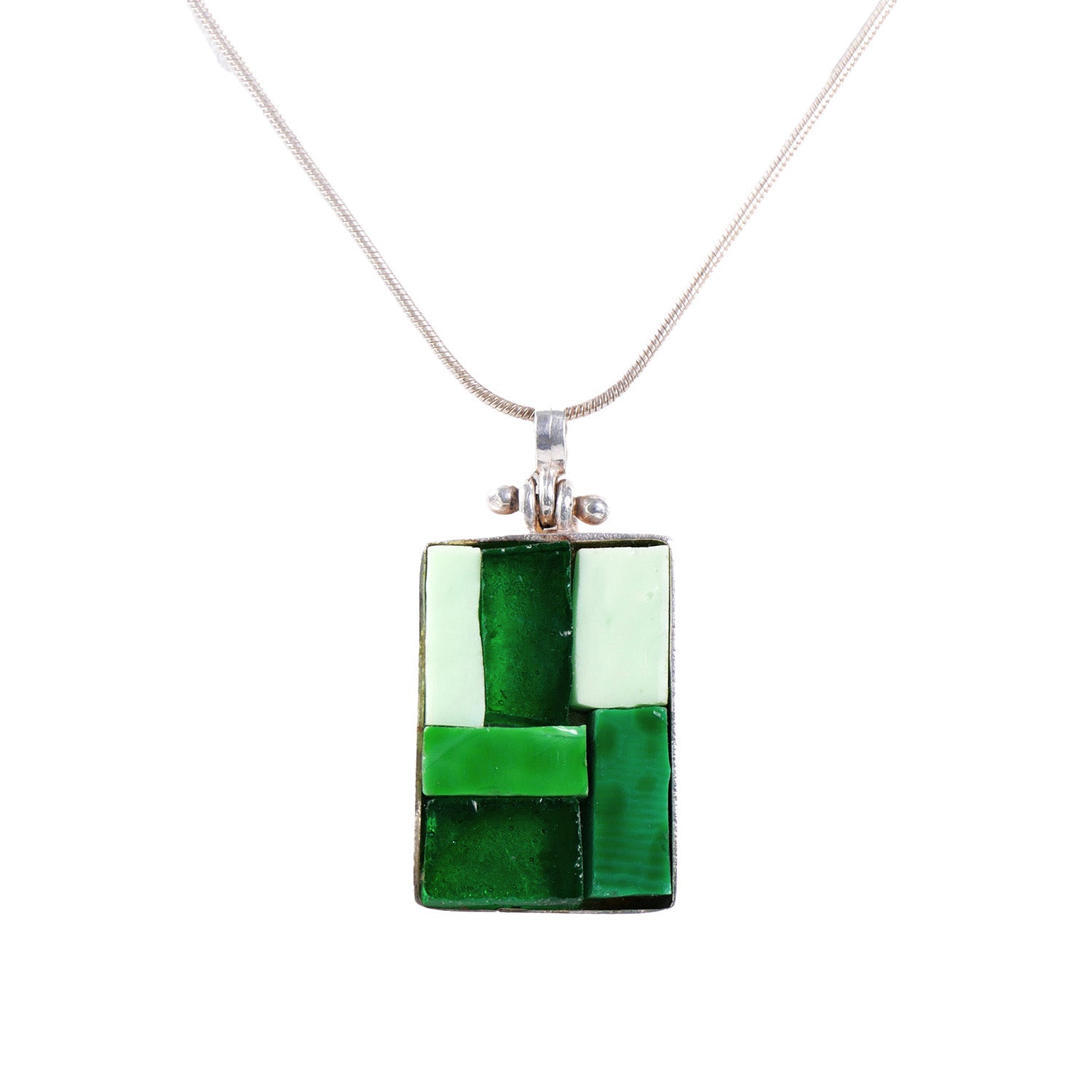 NILAJA [ニラジャ] / rectangle glass necklace [レクタングルグラスネックレス] (green)