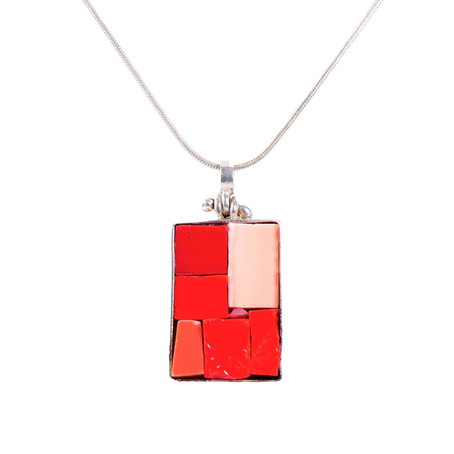 NILAJA [ニラジャ] / rectangle glass necklace [レクタングルグラスネックレス] (red)