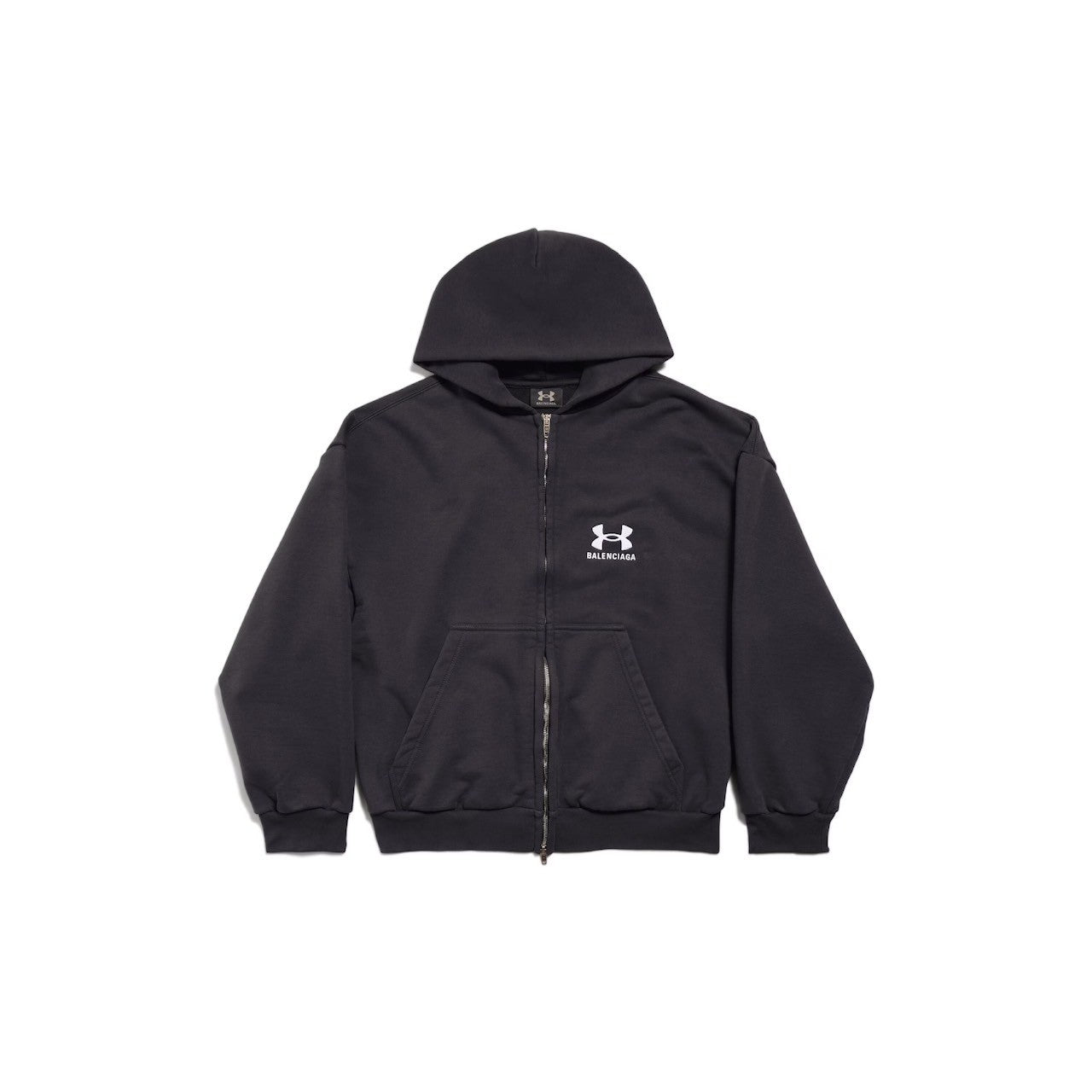 グーさん専用バレンシアガ　アンダーアーマーコラボジップパーカー 正規品・送料無料】BALENCIAGA x UNDER ARMOUR / ZIP UP HOODIE (BLACK