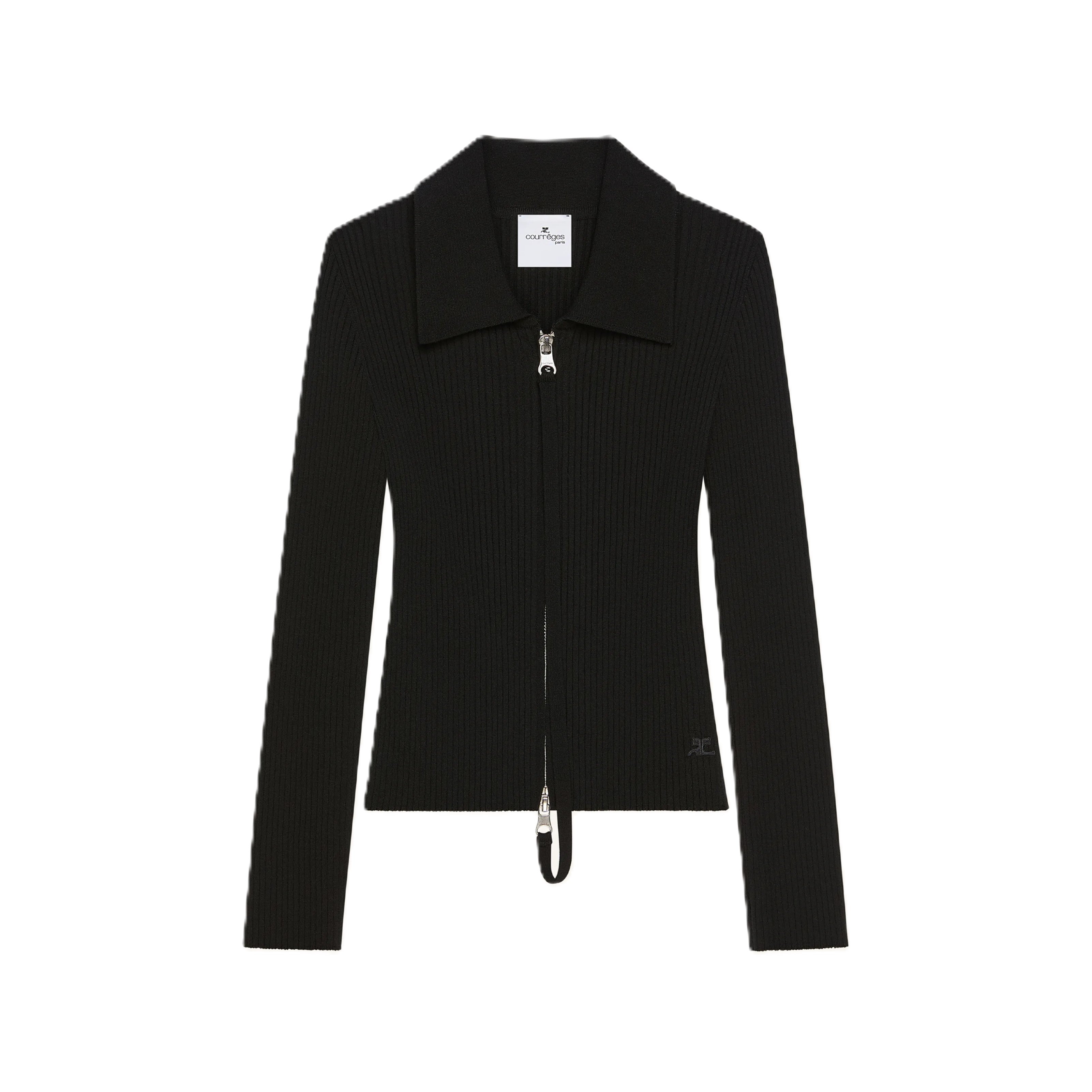 Courrèges [クレージュ] /  KNITTED ZIPPED CARDIGAN〔ニット ジップ カーディガン〕(BLACK）