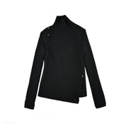 Courrèges [クレージュ] / OBLIQUE BUTONNED SWEATER (BLACK/BURGUNDY)〔オブリークボタンセーター〕