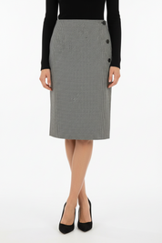 Courrèges [クレージュ] / OBLIQUE HOUNDSTOOTH MIDI SKIRT (GRAY) [オブリークハウンドトゥースミディスカート]
