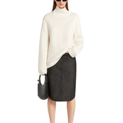 Courrèges [クレージュ] /  ZIPPED MOCKNECK BONDED SWEATER (WHITE）〔ジップモックネックボンデッドセーター〕