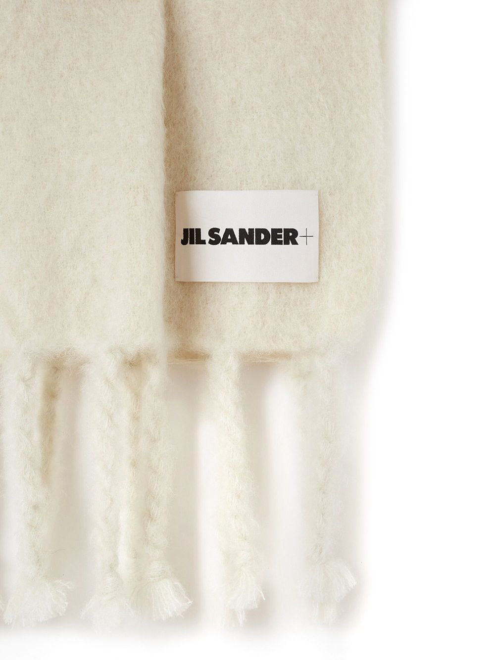 送料無料】JIL SANDER＋[ジルサンダープラス] / LOGO-PATCH CHUNKY-KNIT SCARF (ロゴパッチ チャンキーニット  スカーフ) WHITE | BOLS COLLECTORS 正規取扱い公式通販サイト – BOLS・1987