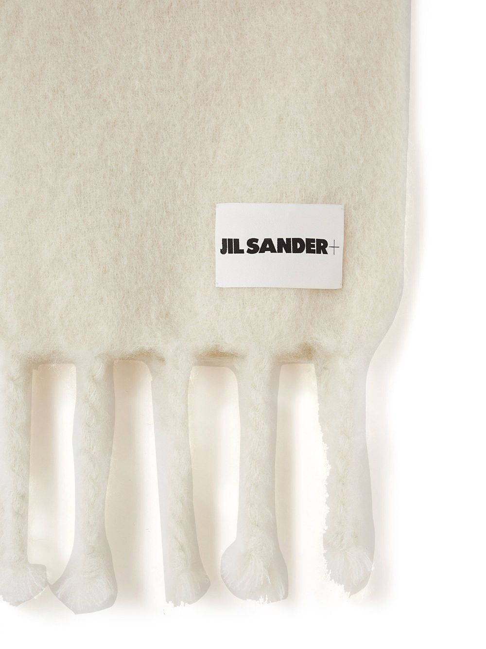 送料無料】JIL SANDER＋[ジルサンダープラス] / LOGO-PATCH CHUNKY-KNIT SCARF (ロゴパッチ チャンキーニット  スカーフ) WHITE | BOLS COLLECTORS 正規取扱い公式通販サイト – BOLS・1987