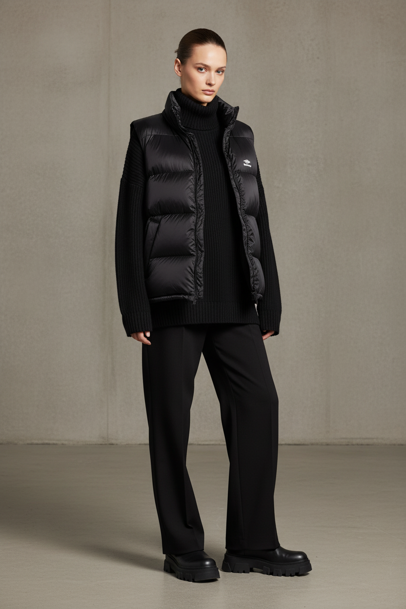 BALENCIAGA〔バレンシアガ〕/ 3B SPORTS ICON PADDED VEST（BLACK）(パデッドベスト)