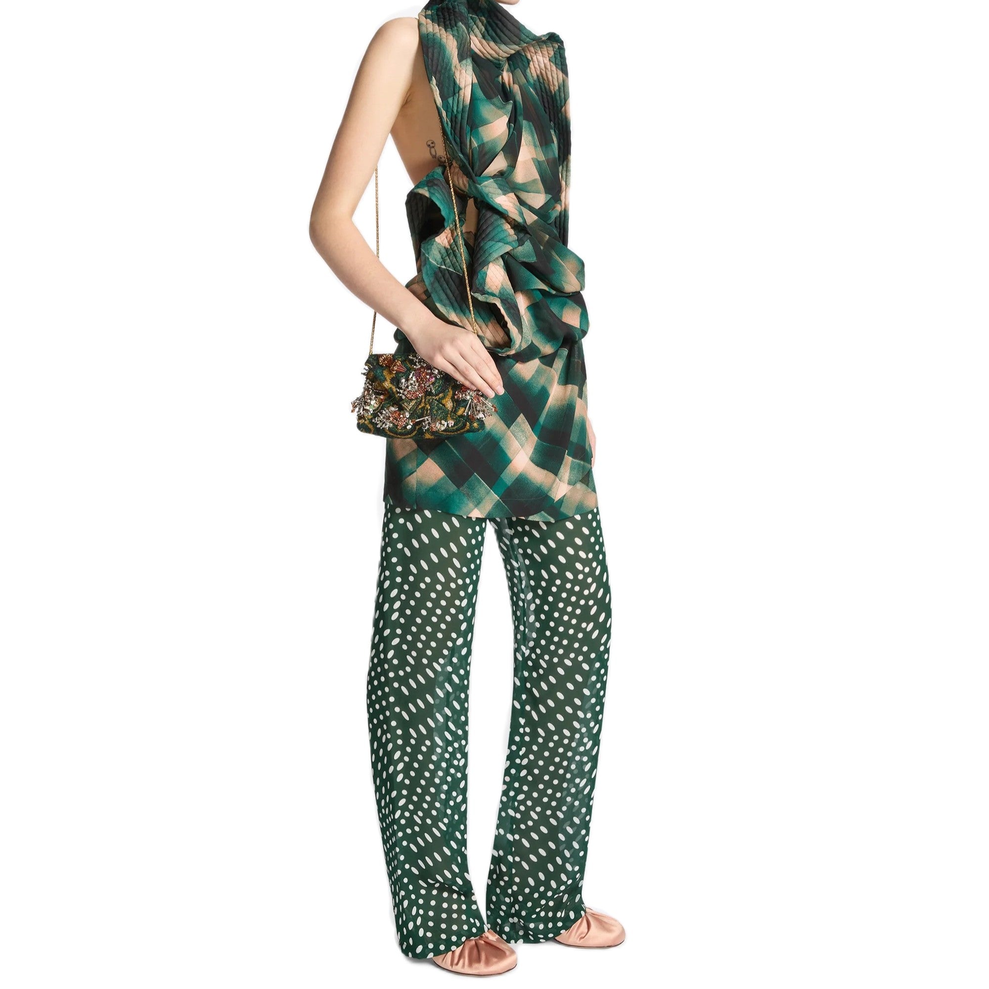 Dries Van Noten [ドリス ヴァン ノッテン] / EMBELLISHED ENVELOPE BAG（GREEN) [エンべリッシュエンベロープバッグ]