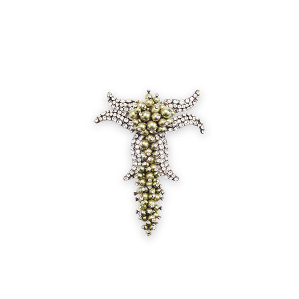 バレンシアガ Pearl & Crystal Brooch ゴールド ホワイト｜ブローチ