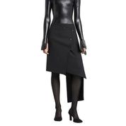 Courrèges [クレージュ] / OBLIQUE POLYWOOL SKIRT  (BLACK)〔オブリークポリウールスカート 〕