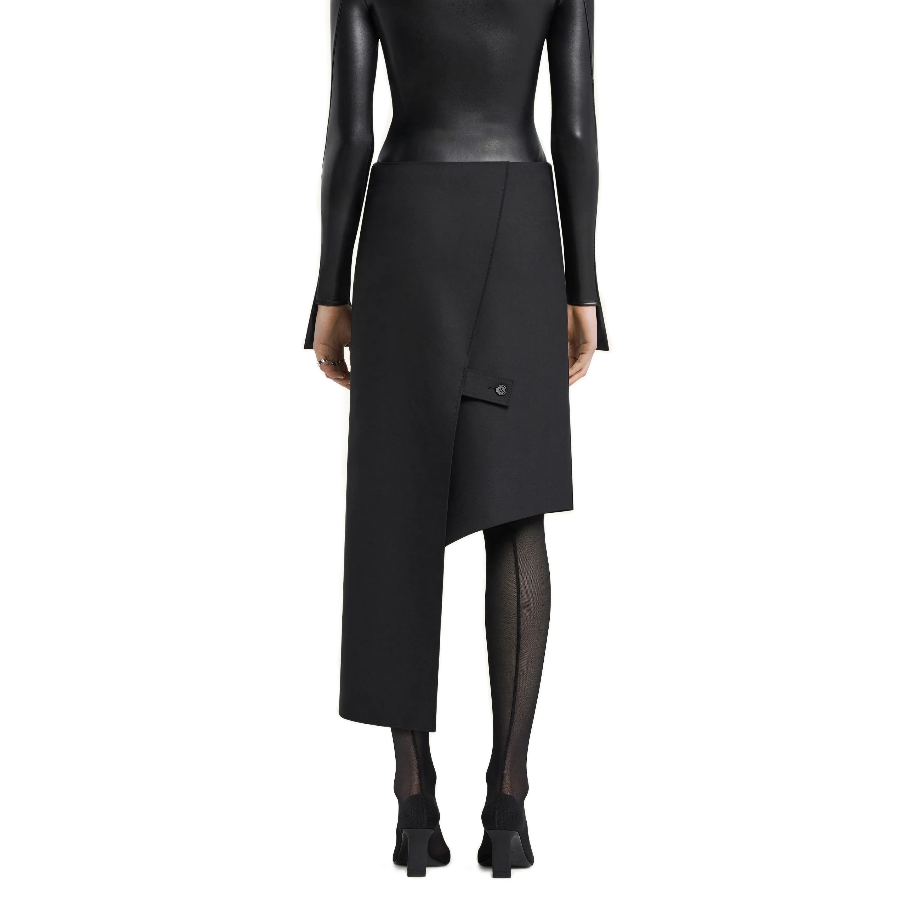 Courrèges [クレージュ] / OBLIQUE POLYWOOL SKIRT  (BLACK)〔オブリークポリウールスカート 〕