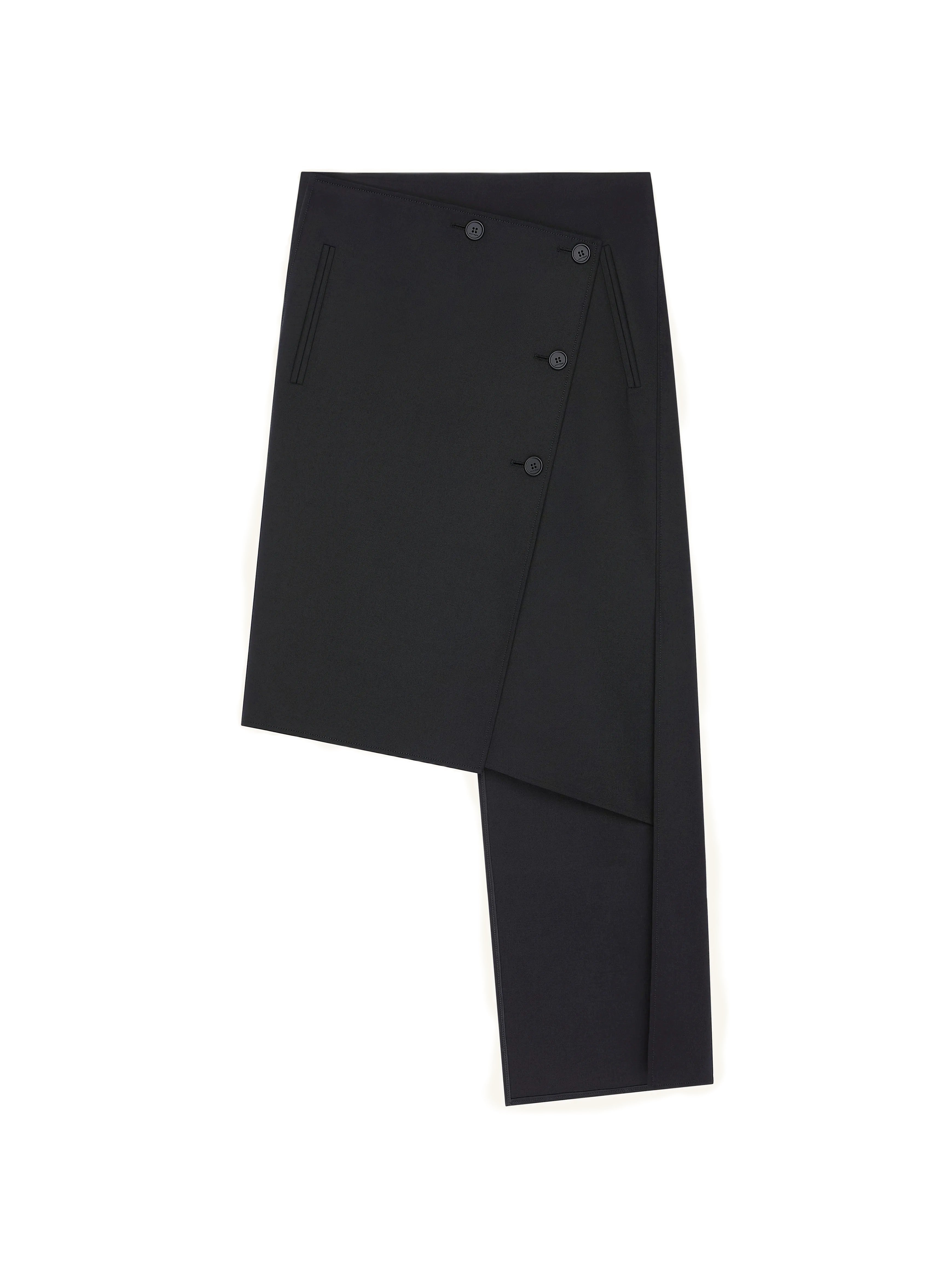 Courrèges [クレージュ] / OBLIQUE POLYWOOL SKIRT  (BLACK)〔オブリークポリウールスカート 〕