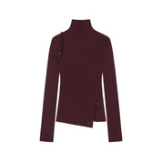 Courrèges [クレージュ] / OBLIQUE BUTONNED SWEATER (BLACK/BURGUNDY)〔オブリークボタンセーター〕