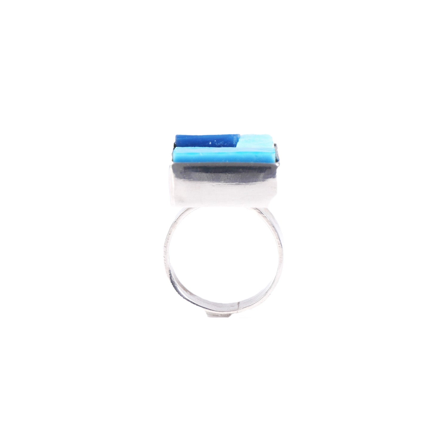 NILAJA [ニラジャ] / rectangle glass ring [レクタングルグラスリング] (blue1)