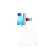 NILAJA [ニラジャ] / rectangle glass ring [レクタングルグラスリング] (blue1)