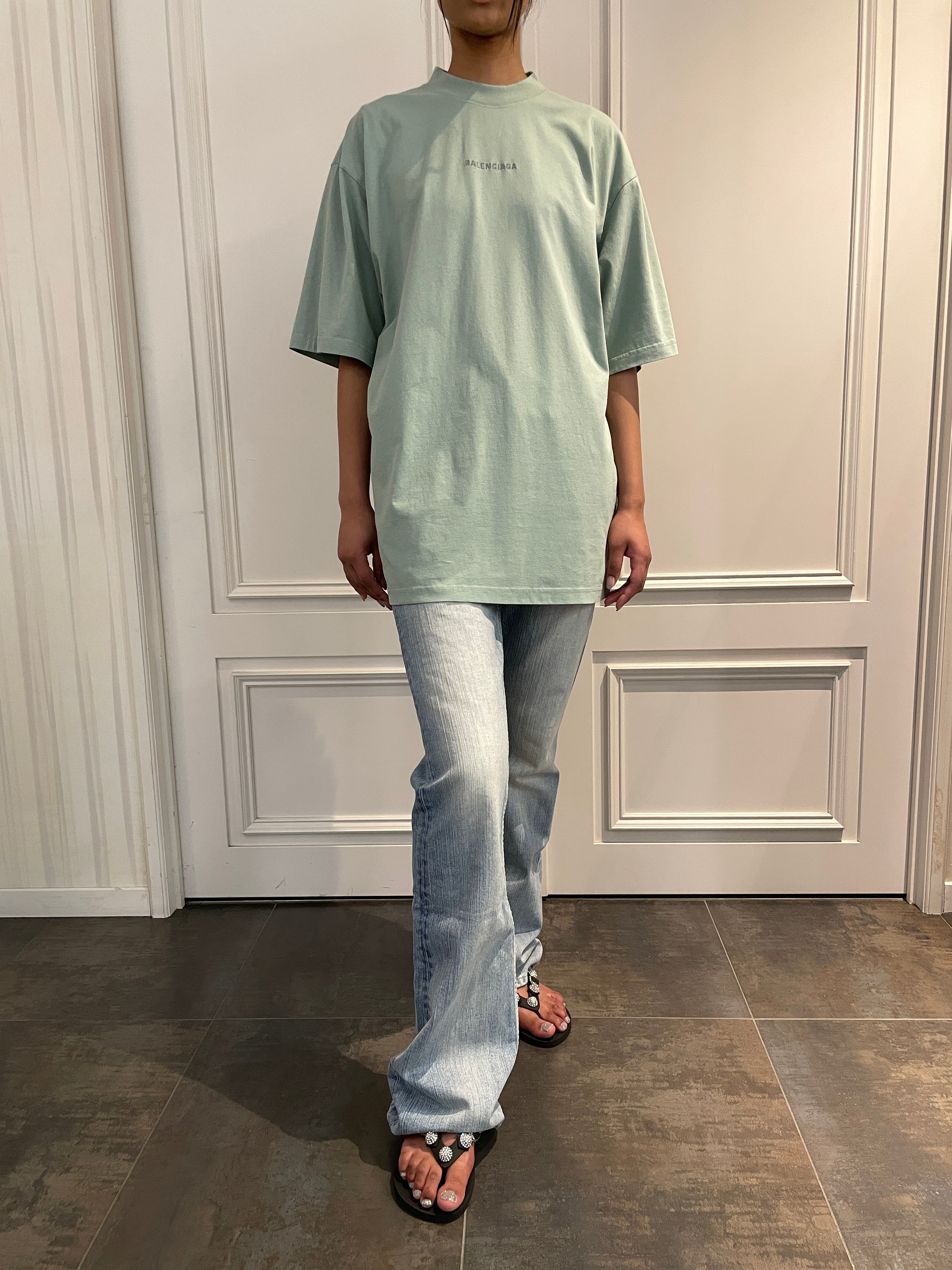 【最終値下げ】BALENCIAGA オーバーサイズ Tシャツ ミント色Mサイズ バレンシアガ Medium Fit T-Shirt ライトグリーン｜Tシャツ｜BOLS