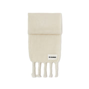 JIL SANDER＋[ジルサンダープラス] / LOGO-PATCH CHUNKY-KNIT SCARF (ロゴパッチ チャンキーニット スカーフ) WHITE