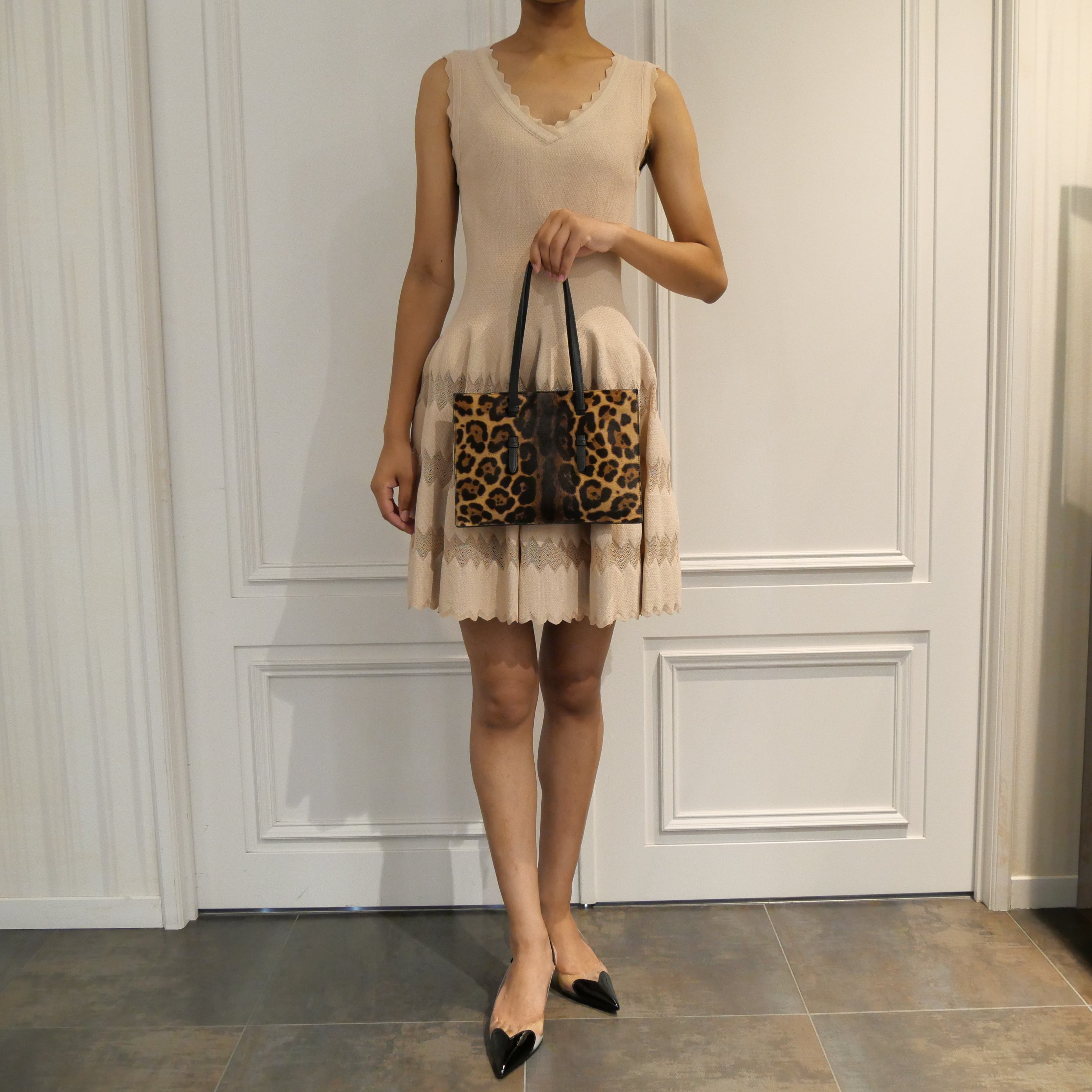 【レオパードで個性を際立たせて】ALAIA LE CABAS レオパード 送料無料】ALAÏA [アライア] / LEOPARD BAG（BLACK×BROWN