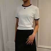 Courrèges [クレージュ] /  SIGNATURE CONTRAST T-SHIRT〔シグネチャー コントラスト ティーシャツ〕(HERITAGE WHITE)