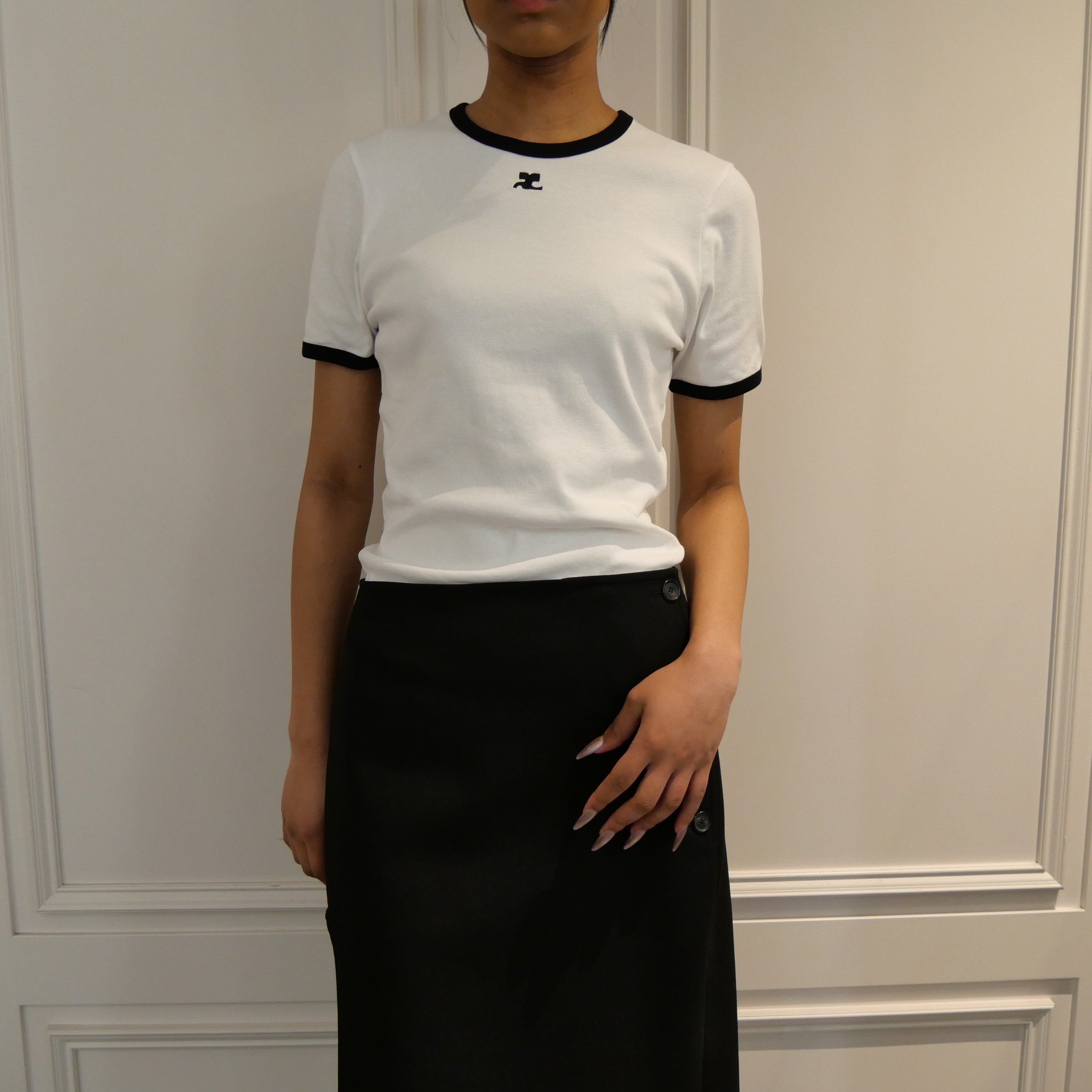 Courrèges [クレージュ] /  SIGNATURE CONTRAST T-SHIRT〔シグネチャー コントラスト ティーシャツ〕(HERITAGE WHITE)