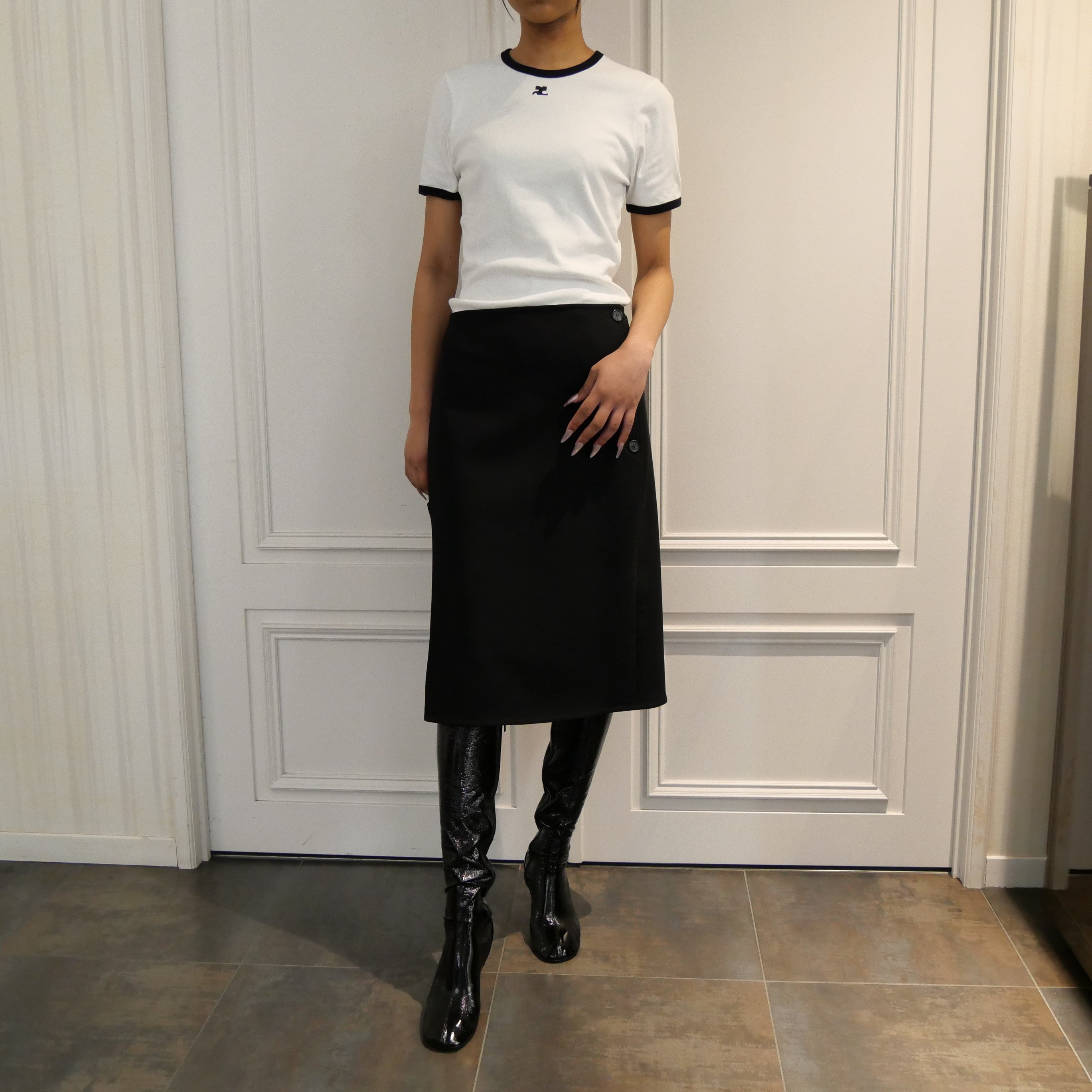 Courrèges [クレージュ] /  SIGNATURE CONTRAST T-SHIRT〔シグネチャー コントラスト ティーシャツ〕(HERITAGE WHITE)