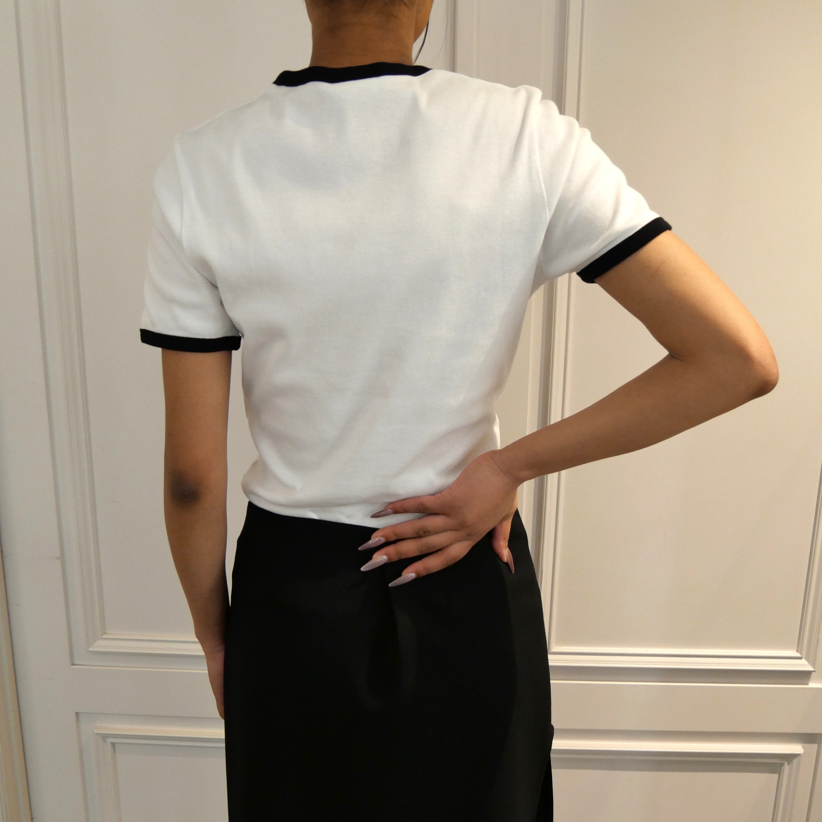 Courrèges [クレージュ] /  SIGNATURE CONTRAST T-SHIRT〔シグネチャー コントラスト ティーシャツ〕(HERITAGE WHITE)