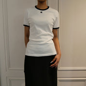 Courrèges [クレージュ] /  SIGNATURE CONTRAST T-SHIRT〔シグネチャー コントラスト ティーシャツ〕(HERITAGE WHITE)