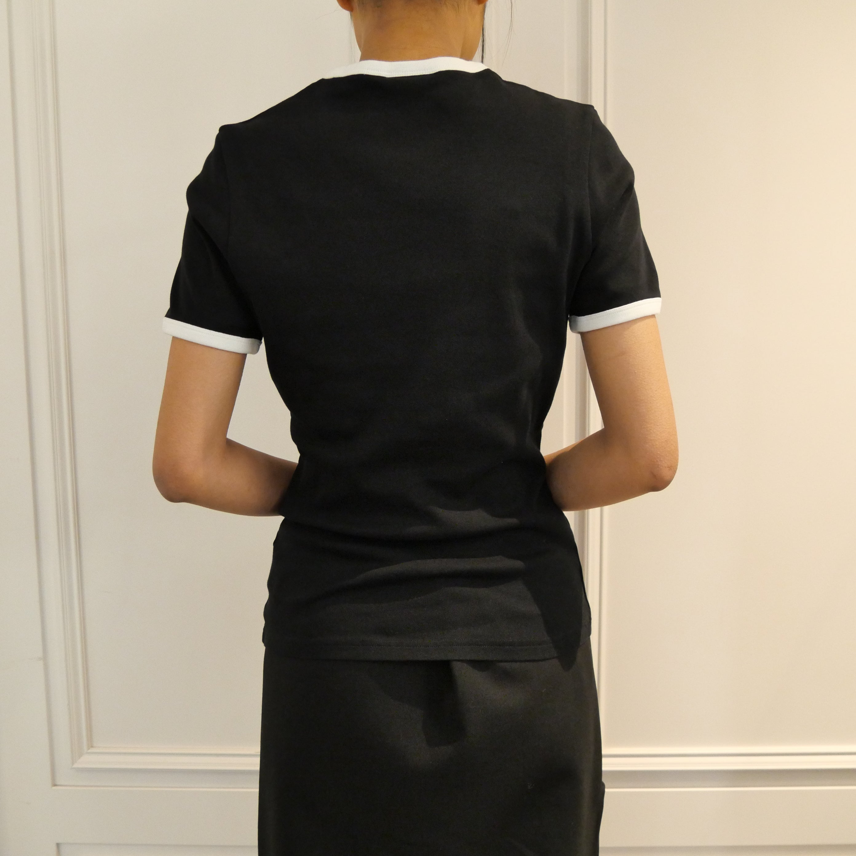 Courrèges [クレージュ] /  SIGNATURE CONTRAST T-SHIRT〔シグネチャー コントラスト ティーシャツ〕(BLACK)