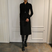 Courrèges [クレージュ] /  KNITTED ZIPPED CARDIGAN〔ニット ジップ カーディガン〕(BLACK）