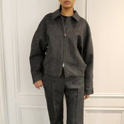 Courrèges [クレージュ] / EMBROIDERED CAVIAR BOMBER JACKET(BLACK)〔 エンブロイダーキャビア ジャケット〕