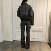 Courrèges [クレージュ] / EMBROIDERED CAVIAR BOMBER JACKET(BLACK)〔 エンブロイダーキャビア ジャケット〕