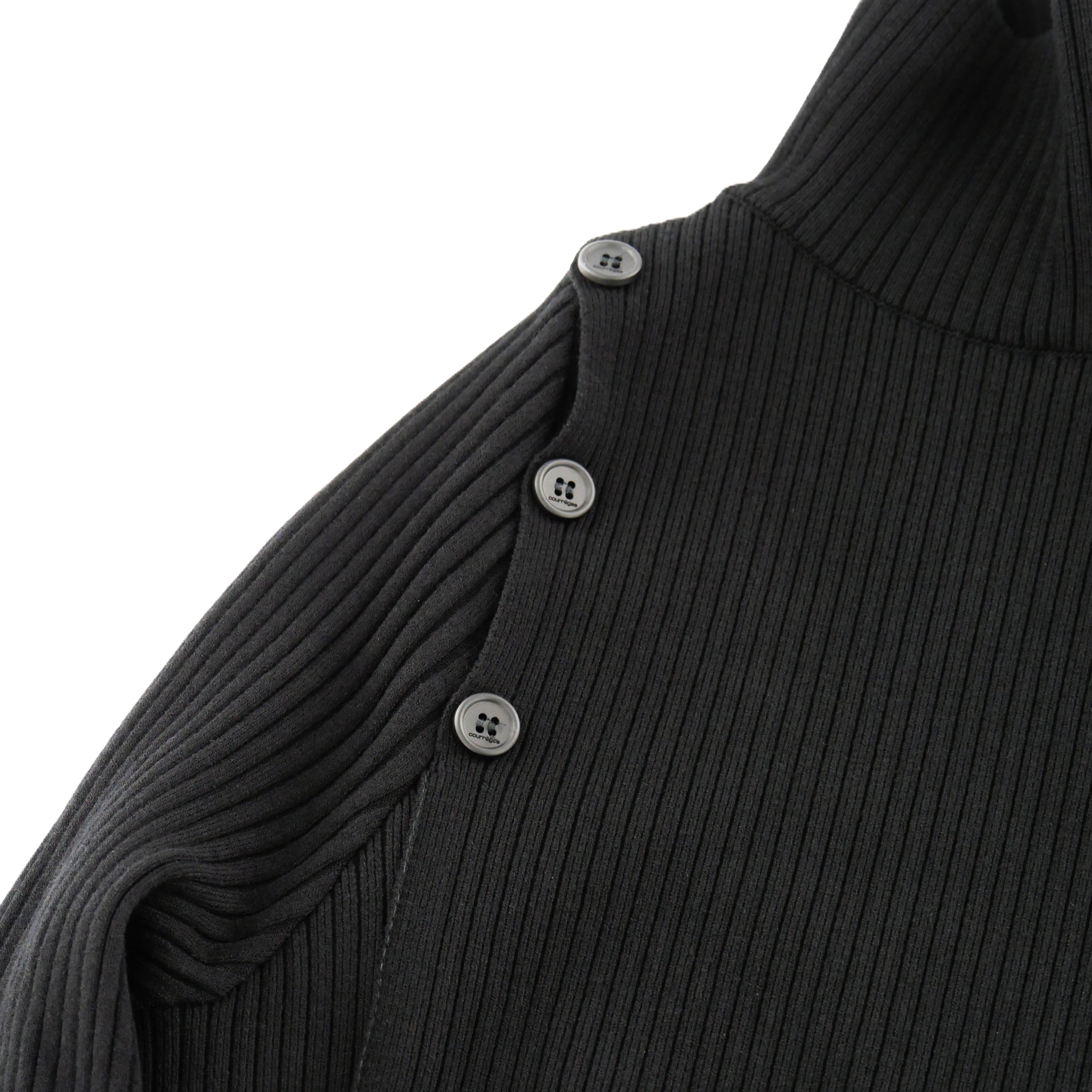 Courrèges [クレージュ] / OBLIQUE BUTONNED SWEATER (BLACK/BURGUNDY)〔オブリークボタンセーター〕
