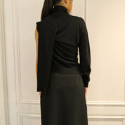 Courrèges [クレージュ] /  OFF SHOULDER LIGHT WOOL TOP (BLACK）〔オフショルダーライトウールトップ〕