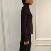 Courrèges [クレージュ] / OBLIQUE BUTONNED SWEATER (BLACK/BURGUNDY)〔オブリークボタンセーター〕