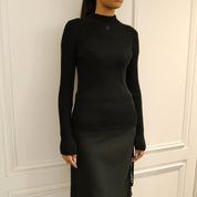 Courrèges [クレージュ] / MOCKNECK LIGHT RIB SWEATER (BLACK)〔モックネックライトリブセーター〕