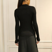 Courrèges [クレージュ] / MOCKNECK LIGHT RIB SWEATER (BLACK)〔モックネックライトリブセーター〕