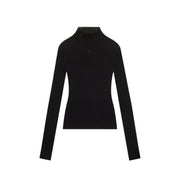 Courrèges [クレージュ] / MOCKNECK LIGHT RIB SWEATER (BLACK)〔モックネックライトリブセーター〕