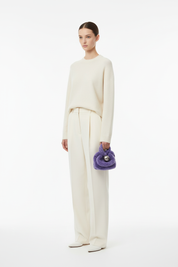 JIL SANDER SPHERE CLUTCH POUCH BAG - Cream Full Body Small