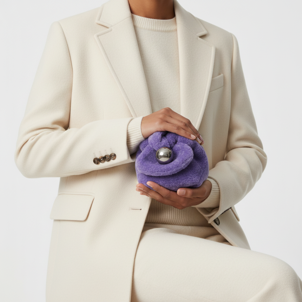 JIL SANDER SPHERE CLUTCH POUCH BAG (PURPLE) - Cream Styling