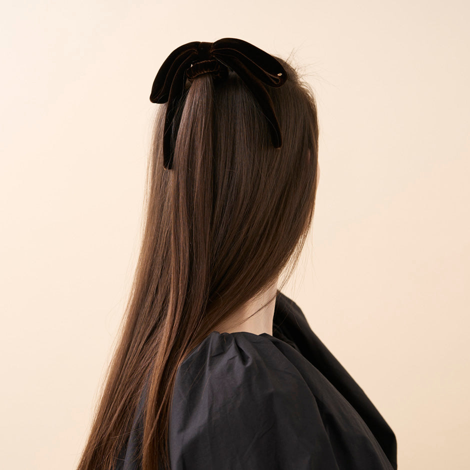 ALEXANDRE DE PARIS [アレクサンドル ドゥ パリ] / RIBBON PONY (BROWN） [ポニーリボンヘアアクセサリー]