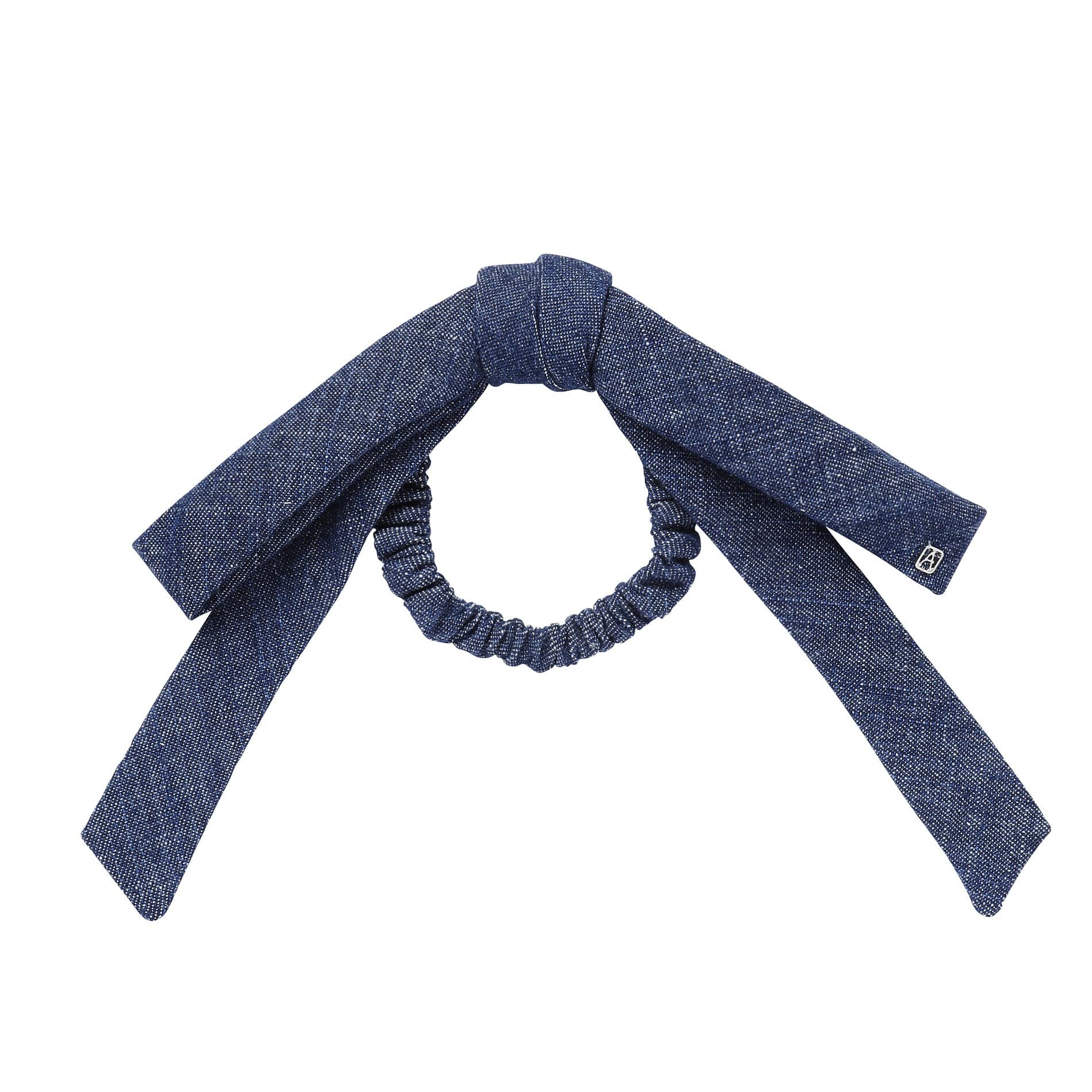ALEXANDRE DE PARIS [アレクサンドル ドゥ パリ] / RIBBON PONY (DENIM BLUE） [ポニーリボンヘアアクセサリー]